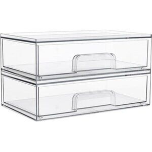 Vtopmart 12.1''W Clear Stackable Storage Drawers,2 Pack Acrylic Plastic